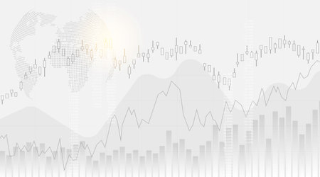 Stock market or forex trading graph and candlestick chart suitable for financial investment concept. Economy trends background for business idea and abstract finance background.のイラスト素材