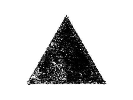 Black grunge triangle isolated on a white background. Vector illustration.のイラスト素材