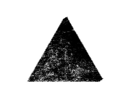 Black grunge triangle isolated on white background. Grunge vector illustration.