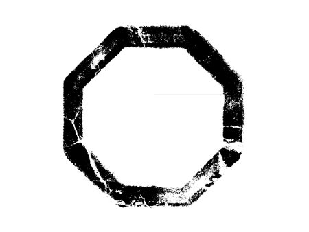 Black grunge hexagon frame isolated on white background. Vector illustration.のイラスト素材
