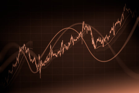 Stock market or forex trading graph and candlestick chart suitable for financial investment concept. Economy trends background for business idea and all art work design. Abstract finance background.の写真素材