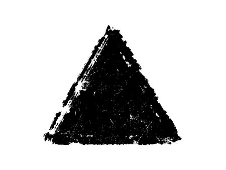 Black grunge triangle isolated on white background. Grunge texture. Vector illustration.のイラスト素材