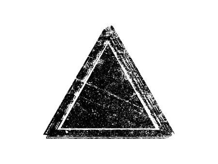 Triangle with grunge texture. Black and white vector illustration.