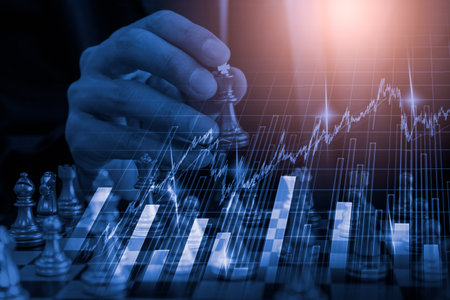 Stock market or forex trading graph and candlestick chart suitable for financial investment concept. Economy trends background for business idea and all art work design. Abstract finance background.の写真素材