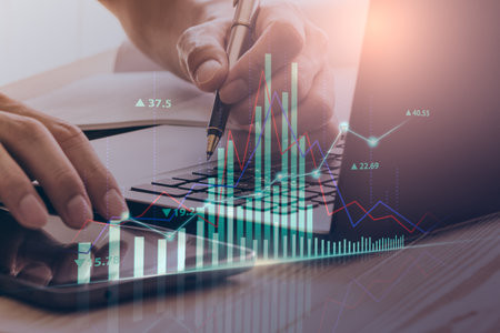 Stock market or forex trading graph and candlestick chart suitable for financial investment concept....