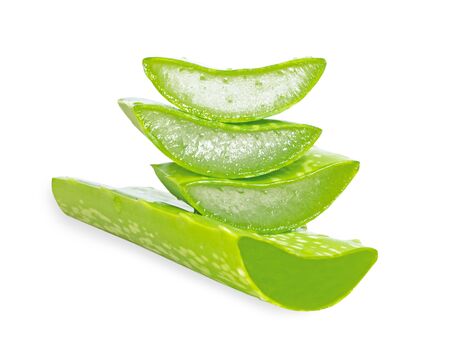 Aloe vera sliced isolated on white backgroundの写真素材