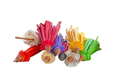 colorful umbrella isolated on white backgroundの写真素材