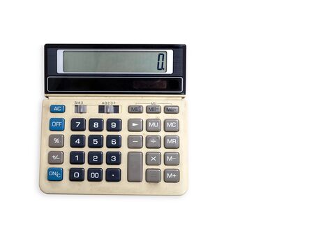 Calculator of office stationery isolated on white backgroundの写真素材