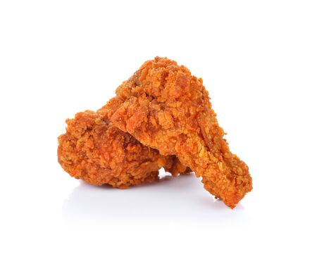 Fried chicken isolated white backgroundの写真素材