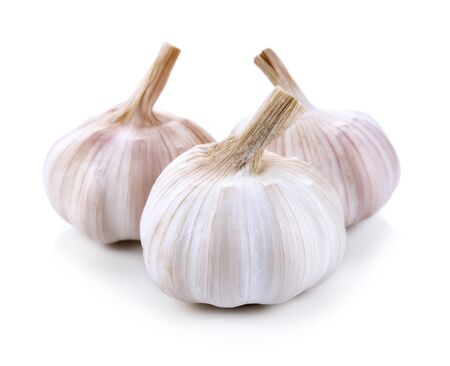 Garlic isolated on white backgroundの写真素材