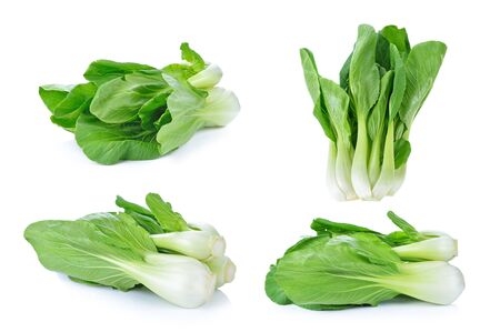 Bok choy (chinese cabbage) isolated on whiteの写真素材