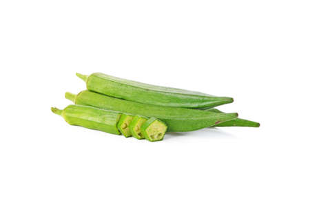 Young okra isolated on the white background.