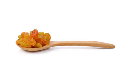 Yellow sultanas raisins isolated on white background cutoutの写真素材