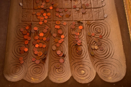 Old Buddha foot printの写真素材