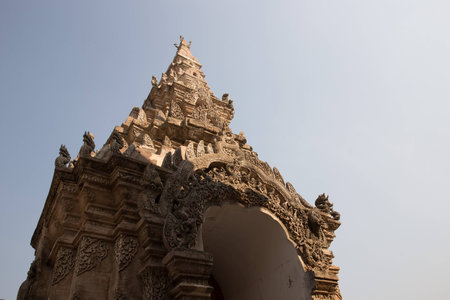 Gate of great temple in Thailandの写真素材