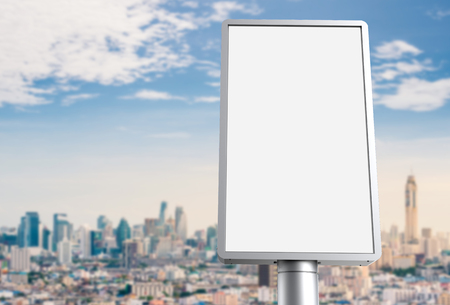 3d rendering vertical billboard on cityscape backgroundの写真素材