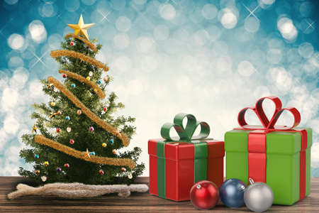 3d rendering christmas gift and christmas ornamentの写真素材