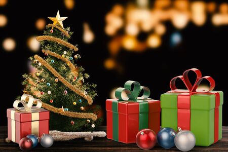 3d rendering christmas gift and christmas ornamentの写真素材