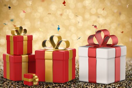3d rendering heap of gift boxesの写真素材