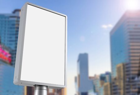3d rendering vertical billboard on cityscape backgroundの写真素材