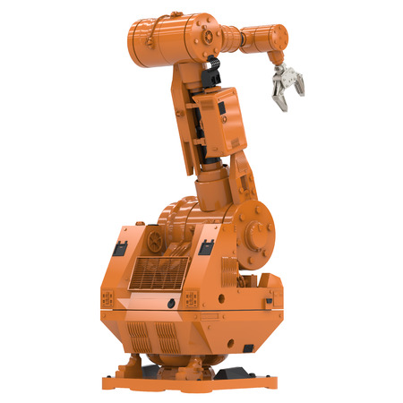 3d rendering robotic arm on white backgroundの写真素材