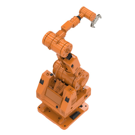 3d rendering robotic arm on white backgroundの写真素材