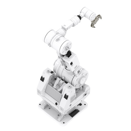 3d rendering robotic arm on white backgroundの写真素材