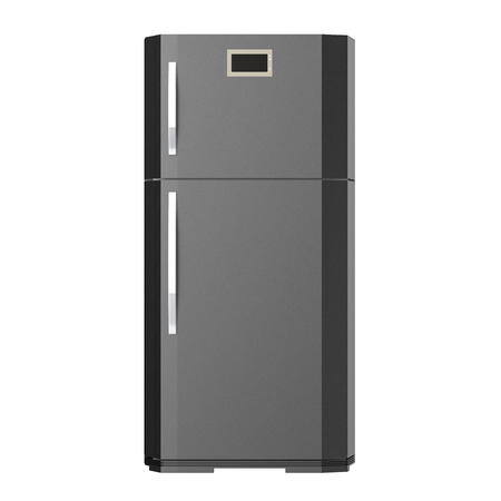 3d rendering grey new fridge isolated on whiteの写真素材