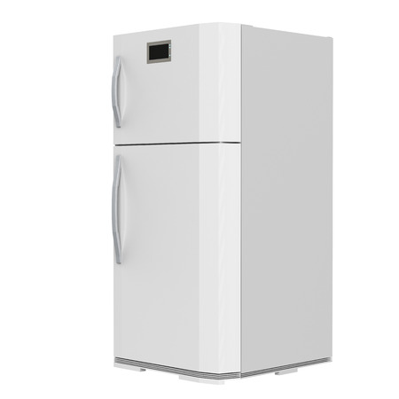 3d rendering grey fridge isolated on whiteの写真素材