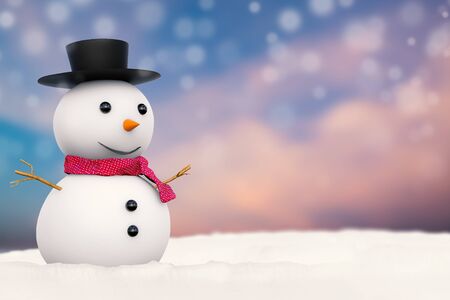 3d rendering smiling snowmanの写真素材