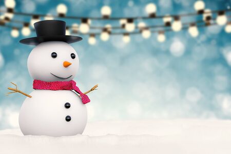 3d rendering smiling snowmanの写真素材