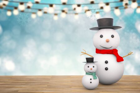 3d rendering smiling snowmanの写真素材