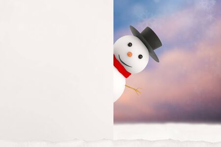 3d rendering smiling snowmanの写真素材