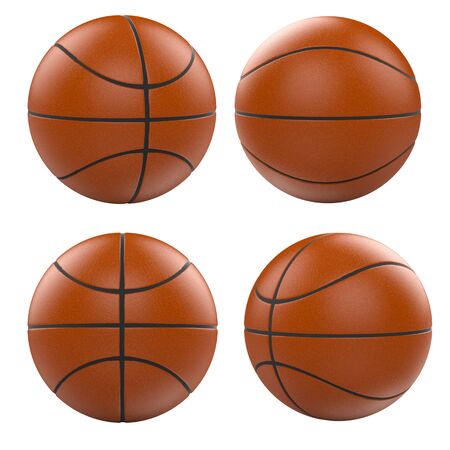 3d rendering basketball ball isolated on whiteの写真素材