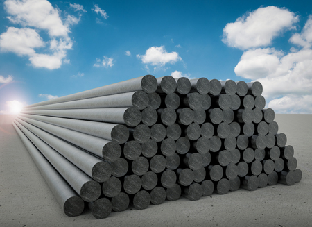 3d rendering heap of metal pipesの写真素材