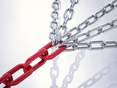 3d rendering many chains connected for strongの写真素材