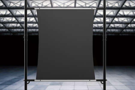 3d rendering black canvas stretch on metal pipeの写真素材