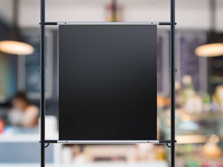 3d rendering black canvas stretch on metal pipeの写真素材