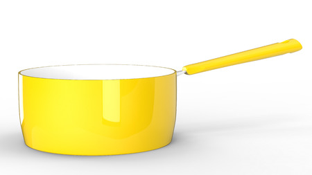 3d rendering empty yellow saucepanの写真素材