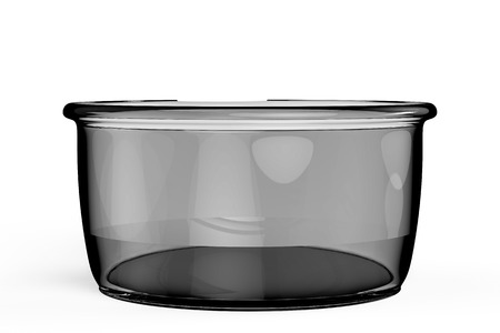 3d rendering empty glass bowl on white backgroundの写真素材