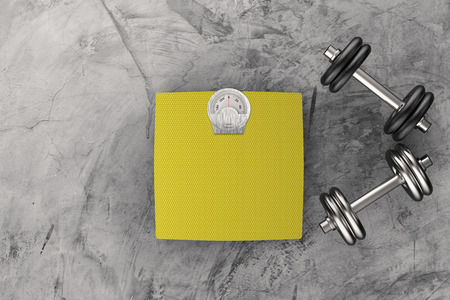 weight scales with metal dumbbellsの写真素材