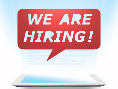 we are hiring with speech bubble on white background