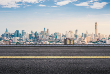 3d rendering roadside with cityscape backgroundの写真素材