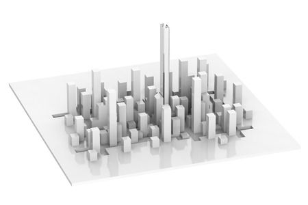 3d rendering white buildings on white backgroundの写真素材