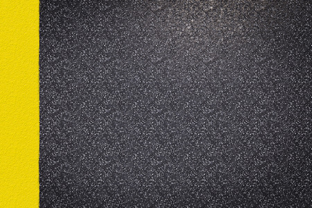 3d rendering asphalt road top view with yellow linesの写真素材