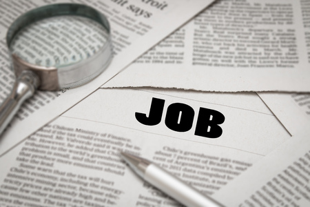 job search on newspaperの写真素材