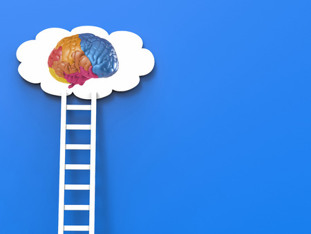 ladder to success concept with colourful brain and ladder