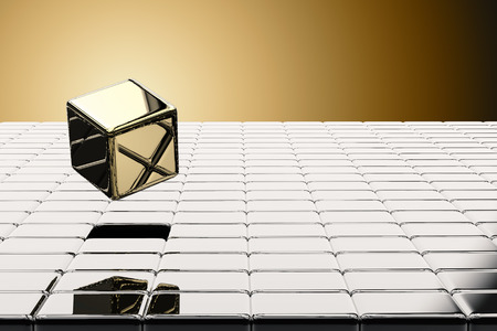 leadership concept with 3d rendering gold cubic pop up