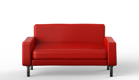 3d rendering red sofa on white backgroundの写真素材