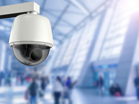 3d rendering security camera or cctv camera in airport
